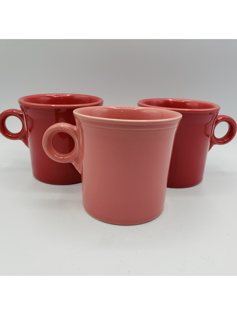 3 Fiesta HLC Coffee Mugs O Ring Red Coral Fiesta Ware Cup Tea 8 oz Capacity